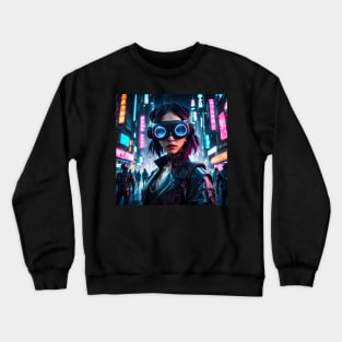 Cyberpunk Hacker Girl Crewneck Sweatshirt